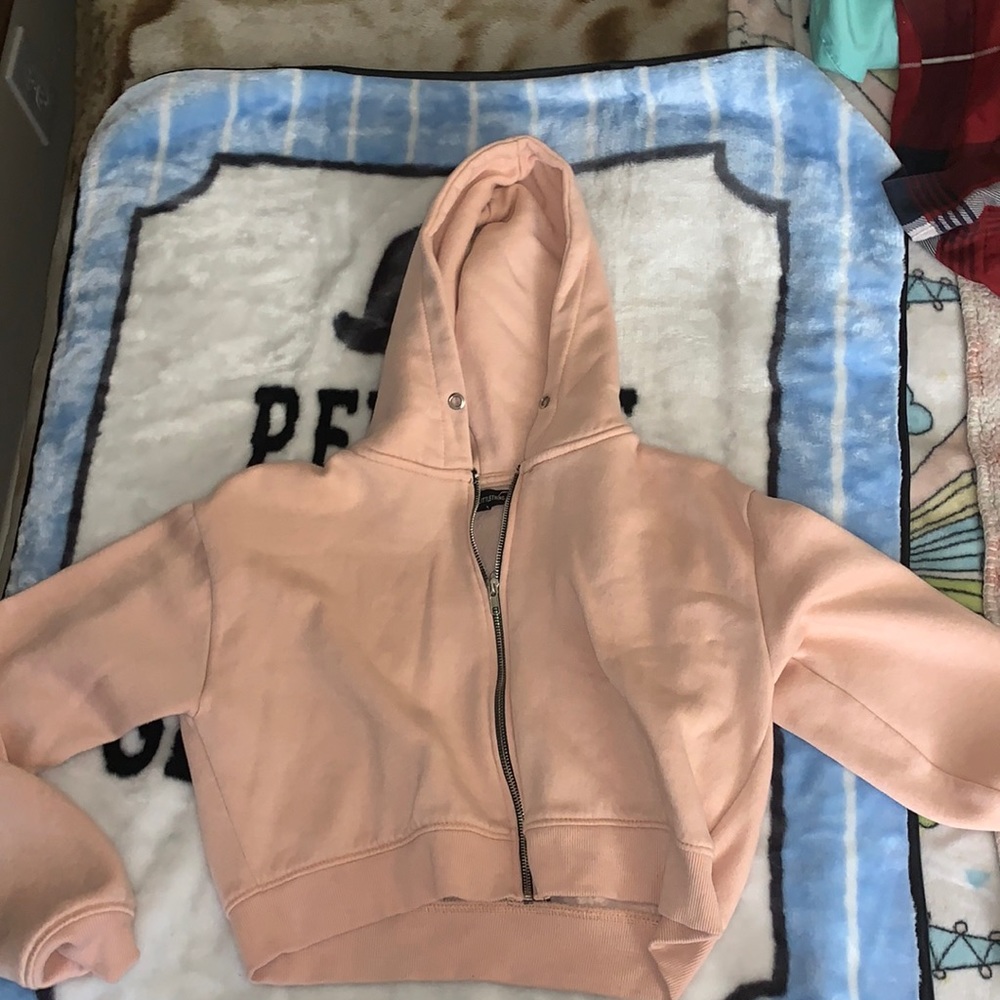 Large pink hoodie zip up jacket